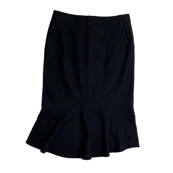 TOM FORD Size 38 Italy Solid Black Wool Blend Pleat Front Designer Pencil Skirt - Picture 8 of 11